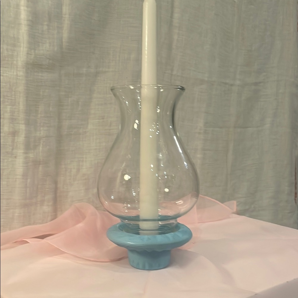Elegant Blue Glass Candle Holder